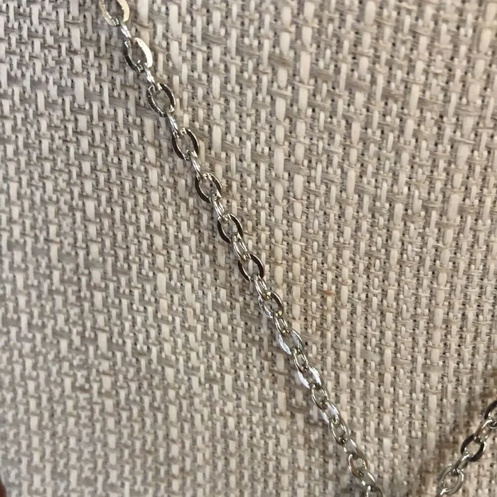 New brown agate pave necklace silver Bohemian